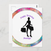 Shopaholic Glam Birthday Postkarte (Vorne/Hinten)