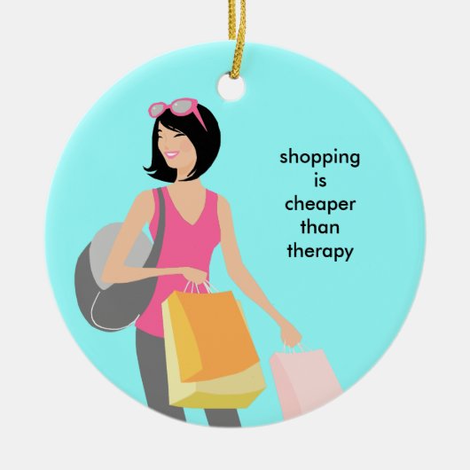 Shopaholic Keramik-Weihnachtsverzierungen Keramikornament (Vorne)