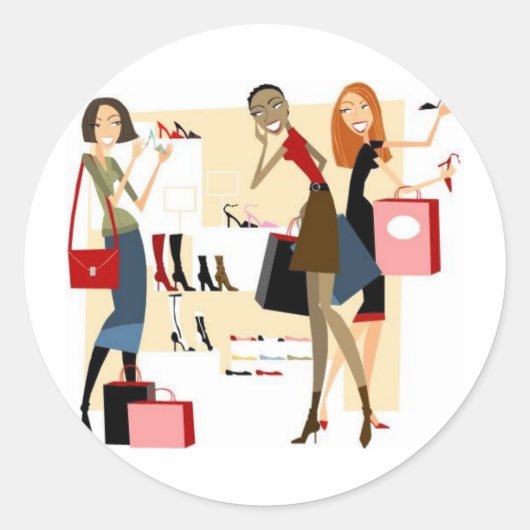 Shopaholic Runder Aufkleber (Vorderseite)