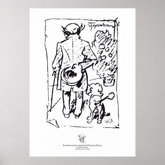 Shopenhauer with dog, by Wilhelm Busch Poster (Vorne)
