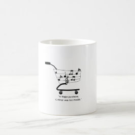 Shopping cart mug with musical notes, funny, humor kaffeetasse