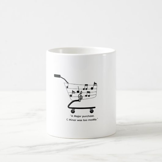 Shopping cart mug with musical notes, funny, humor kaffeetasse (Mittel)