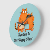 Shopping Day Cat Love Große Wanduhr (Winkel)