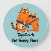 Shopping Day Cat Love Große Wanduhr (Vorderseite)