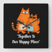 Shopping Day Cat Love Quadratische Wanduhr (Vorderseite)