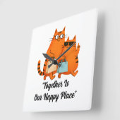 Shopping Day Cat Love Wall Clock Quadratische Wanduhr (Winkel)