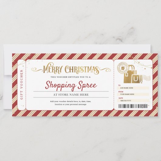 Shopping Day Spree Weihnachtsgeschenk Ticket Gutsc Einladung (Vorderseite)