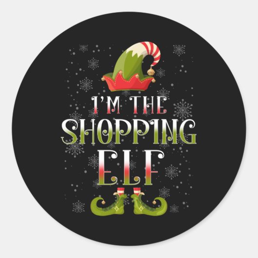 Shopping Elf Weihnachtsgeschenk Runder Aufkleber (Vorderseite)