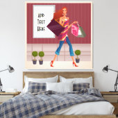 Shopping Girl Wrapped Canvas Leinwanddruck (Insitu (Schlafzimmer))