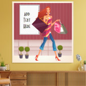 Shopping Girl Wrapped Canvas Leinwanddruck (Insitu (Wohnzimmer))