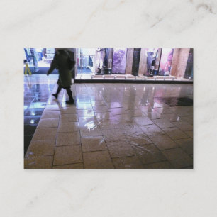 Shopping im Regen, Mini-Foto Visitenkarte