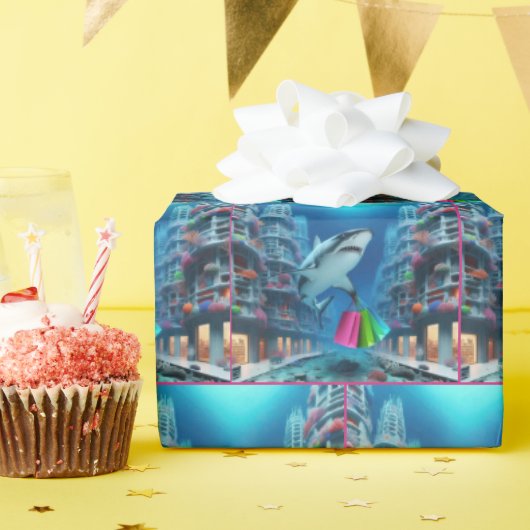Shopping in der Unterwasserstadt Geschenkpapier (Geburtstagsparty)