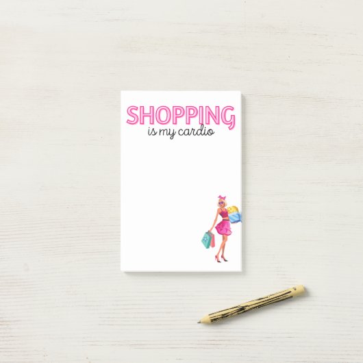 Shopping ist mein Cardio Post-it Klebezettel (Auf Schreibtisch)