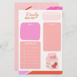 Shopping List Pastel Pink Tägliche Mahlzeiten Briefpapier