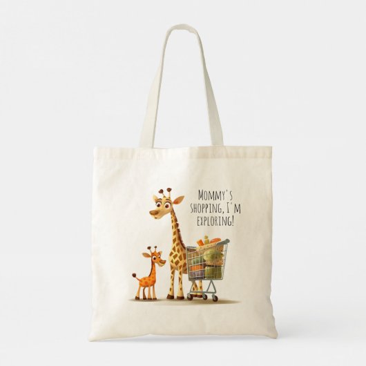 Shopping mit Giraffe | TierPrint | CARTOON Tragetasche (Rückseite)