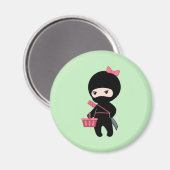 Shopping Ninja Girl auf Green Magnet (Vorderseite/Rückseite)