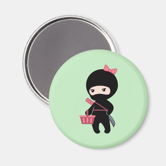 Shopping Ninja Girl auf Green Magnet (Vorderseite/Rückseite)