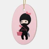 Shopping Ninja Girl auf Pink Keramik Ornament (Links)
