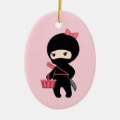 Shopping Ninja Girl auf Pink Keramik Ornament (Vorne)