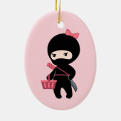 Shopping Ninja Girl auf Pink Keramik Ornament (Hinten)
