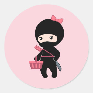 Shopping Ninja Girl auf Pink Runder Aufkleber