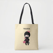 Shopping Ninja Girl Individuelle Name auf Gelb Tasche (Vorderseite)