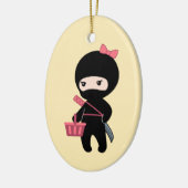 Shopping Ninja Girl on Yellow Keramik Ornament (Links)