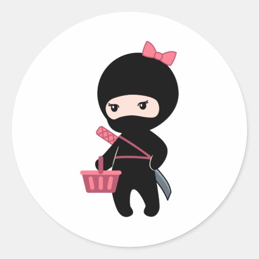 Shopping Ninja Girl Runder Aufkleber (Vorderseite)