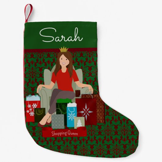Shopping Queen Brunette Christmas Stocking Kleiner Weihnachtsstrumpf (Vorderseite)