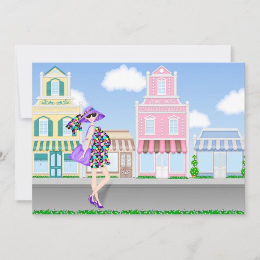 Shopping Schwangere Mama Kinderdusche Einladung (Vorderseite)