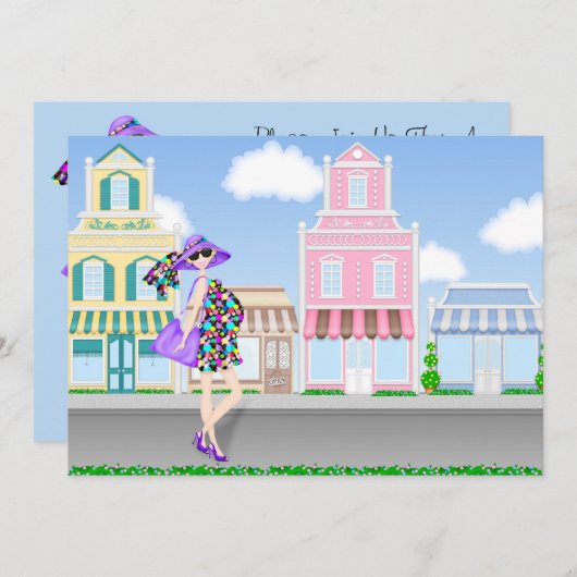 Shopping Schwangere Mama Kinderdusche Einladung (Vorne/Hinten)