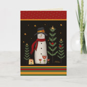 Shopping Snowman Kardinals Weihnachtskarte Karte (Vorderseite)