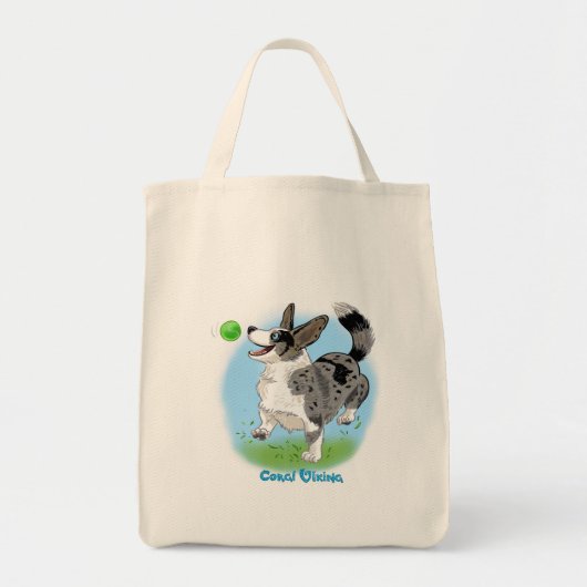 Shoppingtasche mit blauem Merle Corgi ! Tragetasche (Vorne)