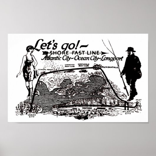 Shore Fast Line Trolleys 1910 Poster (Vorne)