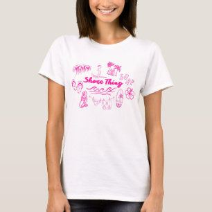 Shore Thing Hot Pink Surfen Strand Doodles T-Shirt