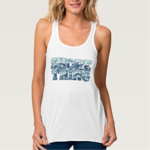 Shore Thing Retro Blaue Ozeanwellen Surf-Grafik Tank Top