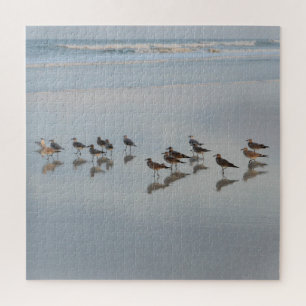 Shorebirds sammeln sich auf Strandfotografie Puzzle