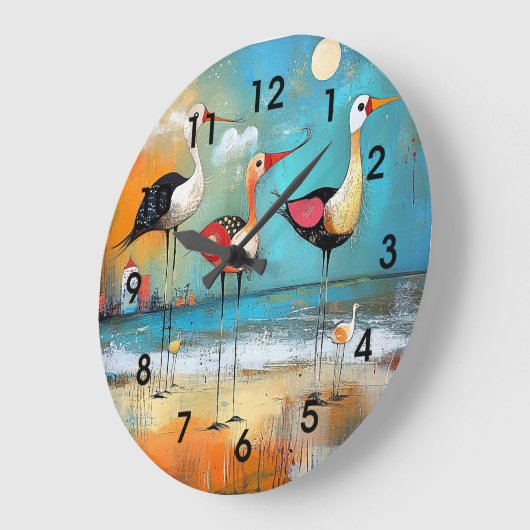 Shorebirds, skurrile Abbildung, Große Wanduhr (Winkel)