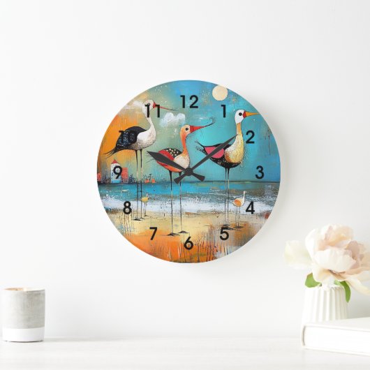 Shorebirds, skurrile Abbildung, Große Wanduhr (Zuhause)