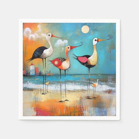 Shorebirds, skurrile Abbildung, Serviette (Vorderseite)