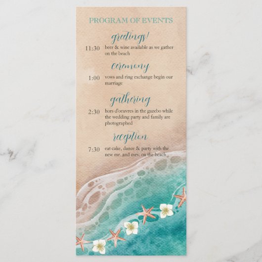Shoreline Dreams Watercolor Beach Hochzeitsprogram (Vorderseite)