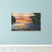 Shoreline Sunset View mit Pier Leinwanddruck (Insitu (Holzboden))