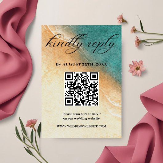 Shoreline Tropical Beach Wedding RSVP-Karte Begleitkarte