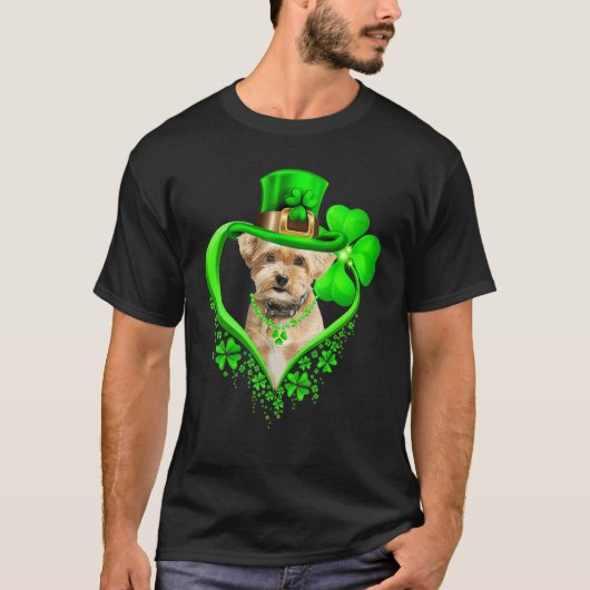 Shorkie Dog St Patricks Day Lover Irish Shamrock T-Shirt (Vorderseite)