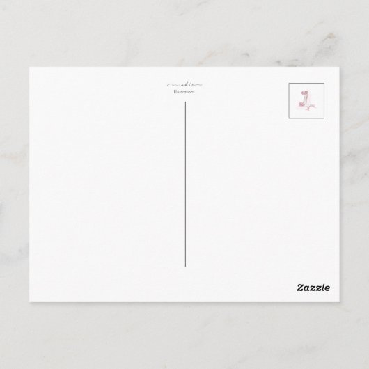 Short Bob Girl Reading Illustration Postkarte (Rückseite)