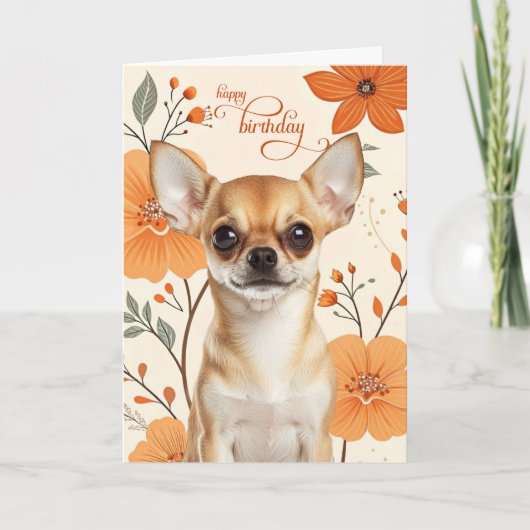 Short Haired Chihuaua Dog Bold Retro Birthday Karte (Vorderseite)
