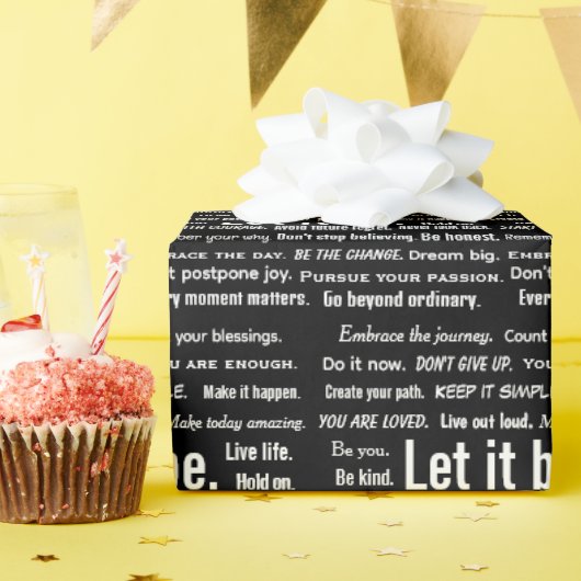 Short Inspirational Quotes On Black Geschenkpapier (Geburtstagsparty)