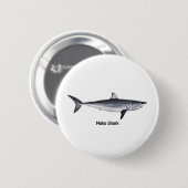 Shortfin Mako-Haifisch-Illustration Button (Vorne & Hinten)