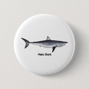Shortfin Mako-Haifisch-Illustration Button