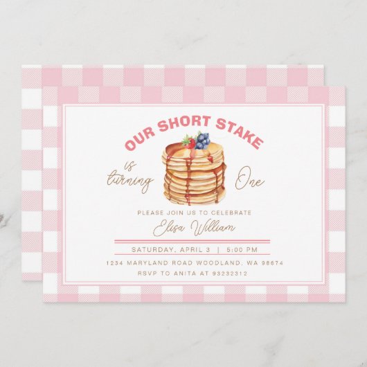 Shortstack Pancake Frühstück Geburtstag Einladung (Vorne/Hinten)